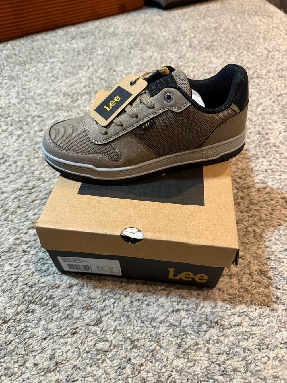 Lee Kids' Tan Casual Sneaker (Boys size 4.5/36)